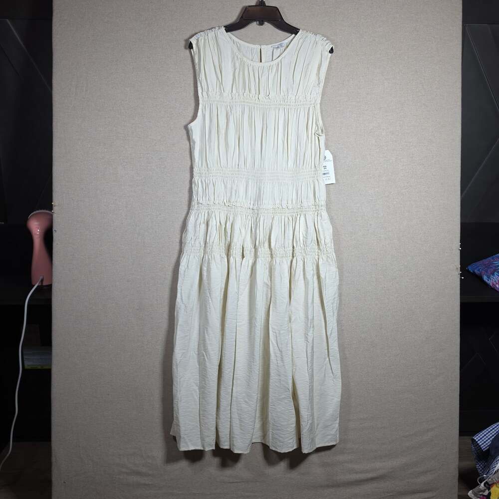 Time and Tru Cotton smocked Tired Midi Dress sleeveless womens XXL 20W cream